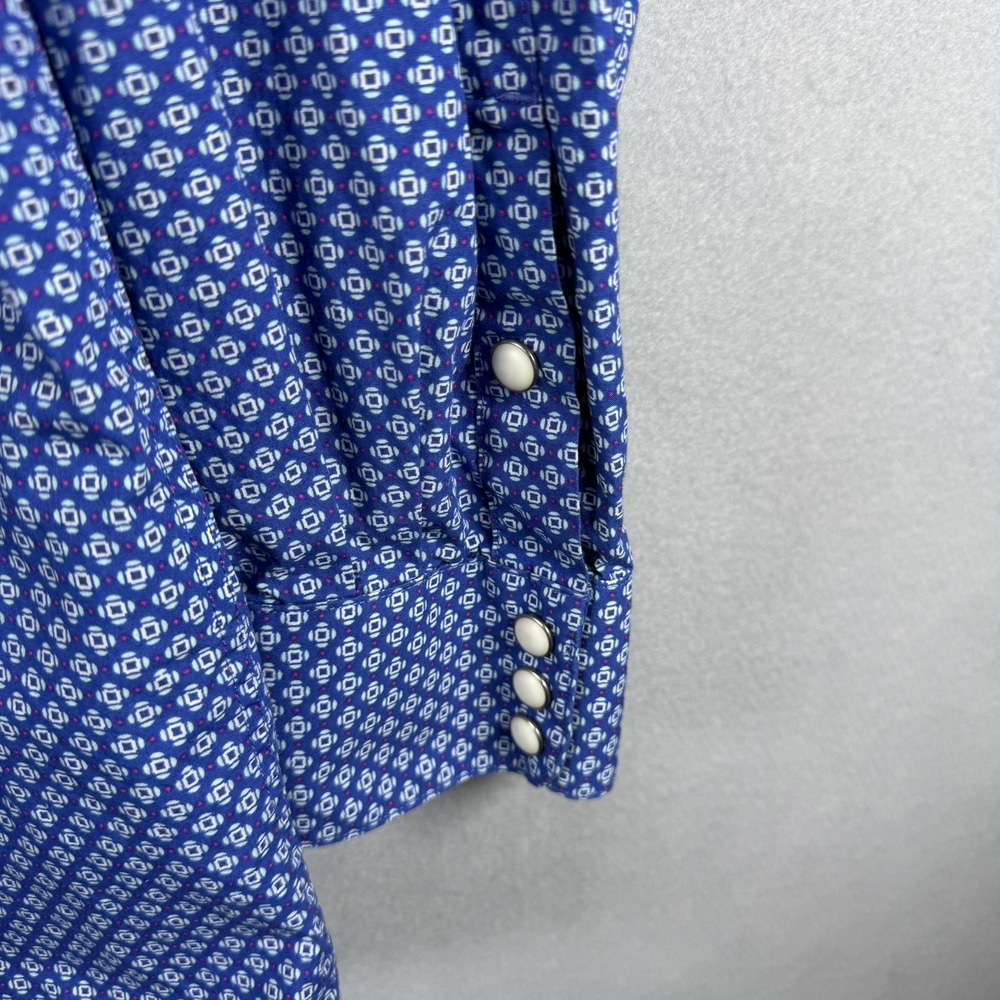 Ariat Mens L Shirt Blue Geometric Pearl Snap Western Cowboy Workwear Classic - Picture 9 of 9